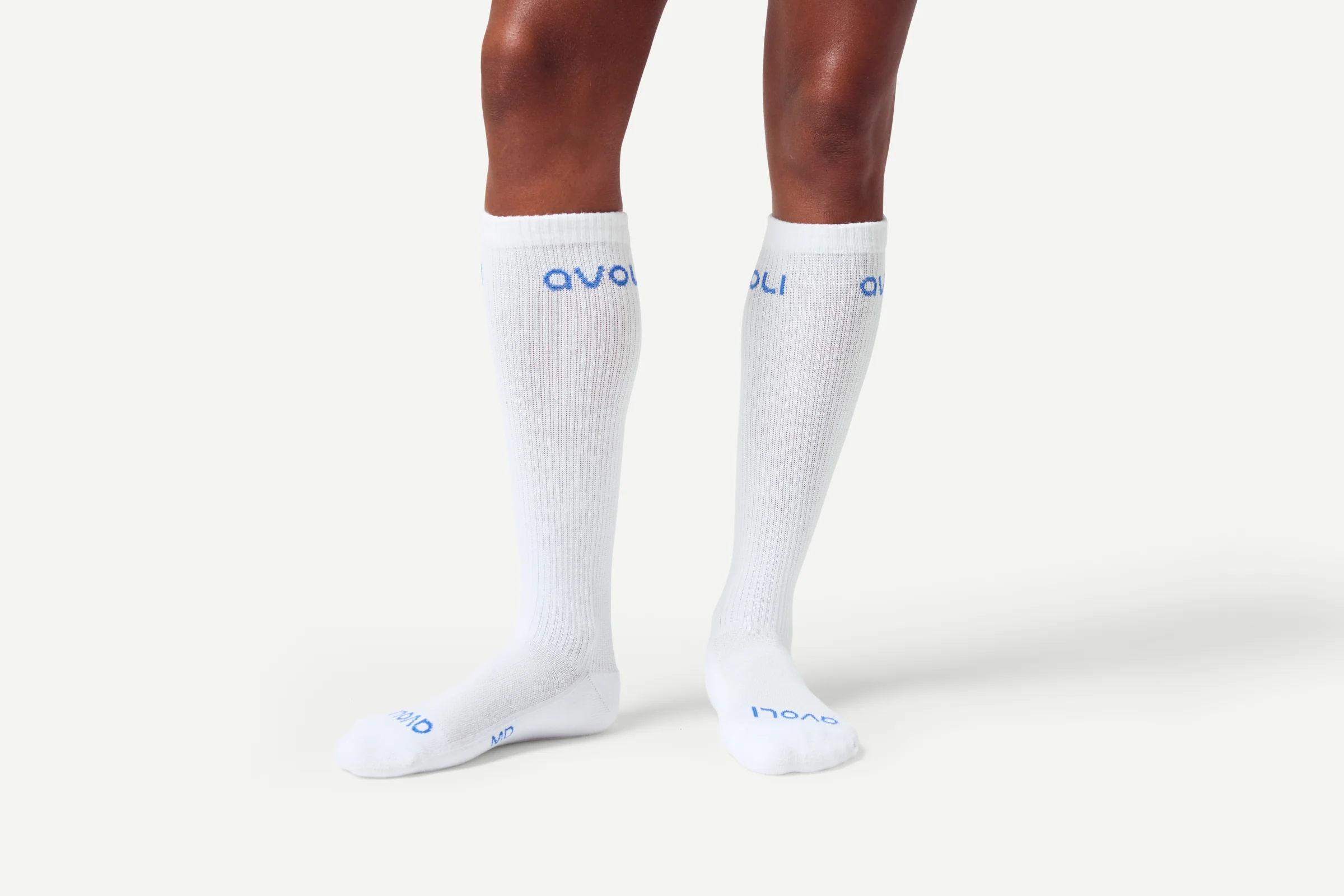 Avoli Calf Sock in White with Egyptian Blue